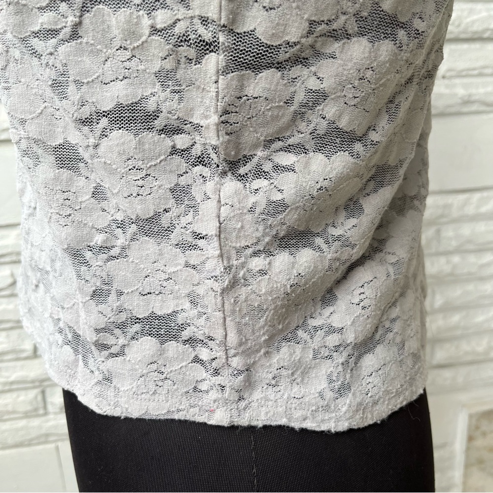 Grey Sheer Net Short Top - Picture 3 of 8